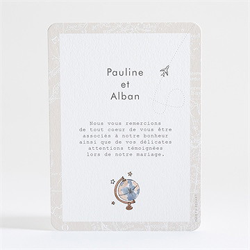 Remerciement mariage notre passeport - Dos du remerciement