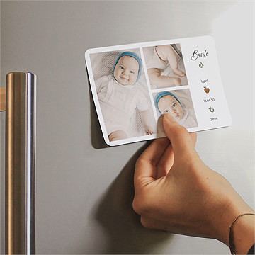 Faire-part naissance présentation magnet - Mise en situation