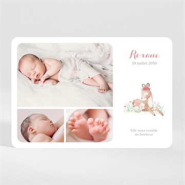 Faire-part naissance a l'ombre du faon magnet