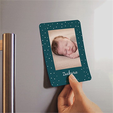 Faire-part naissance flocons délicats magnet - Mise en situation