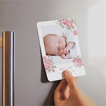 Faire-part naissance champêtre nature magnet - Mise en situation