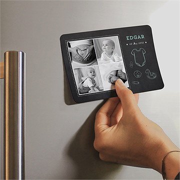 Faire-part naissance tout en ardoise magnet - Mise en situation