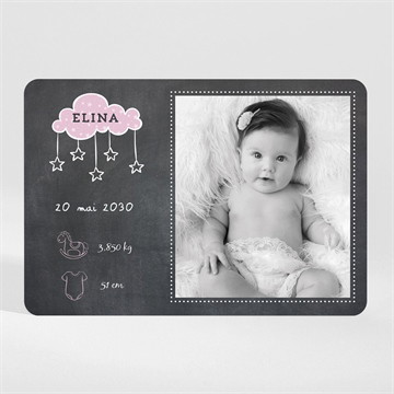 Faire-part naissance origami ardoise magnet