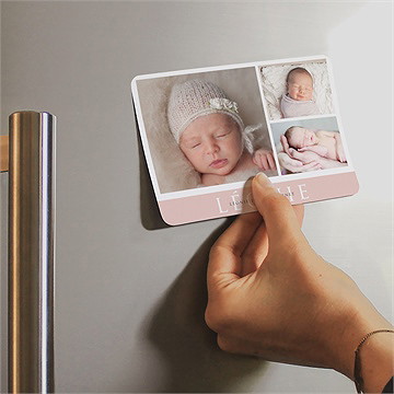 Faire-part naissance 3 photos une princesse magnet - Mise en situation