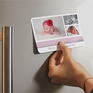 Faire-part naissance chic et simple magnet - Mise en situation