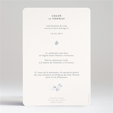 Faire-part mariage exquis - Dos du faire-part