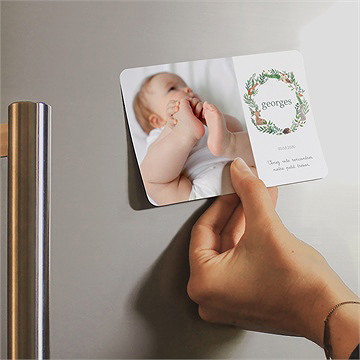 Faire-part naissance tendre flore magnet - Mise en situation