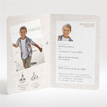 Faire-part communion mon passeport communion - Intérieur du faire-part