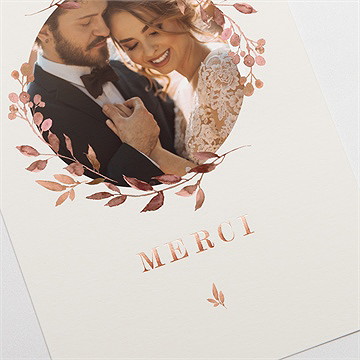 Remerciement mariage poésie cuivrée - Détail de la carte