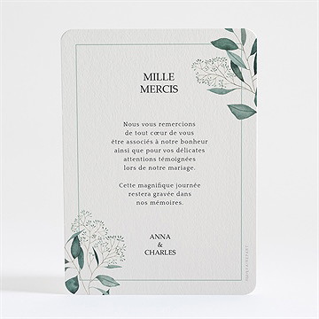 Remerciement mariage intimité - Dos du remerciement