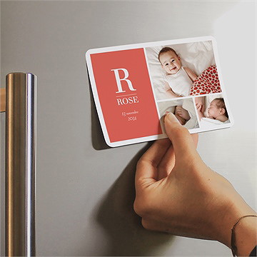 Faire-part naissance mon bébé grenadine magnet - Mise en situation