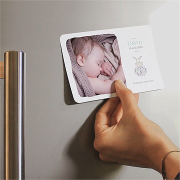 Faire-part naissance lapinou magnet - Mise en situation