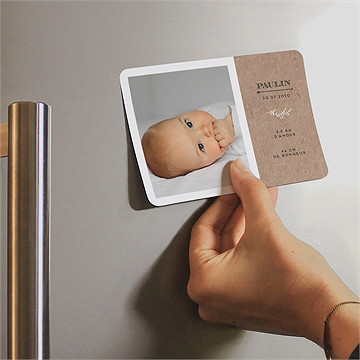 Faire-part naissance kraft & co magnet - Mise en situation