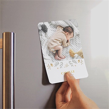 Faire-part naissance célébration magnet - Mise en situation