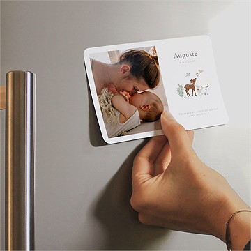 Faire-part naissance petits compères magnet - Mise en situation