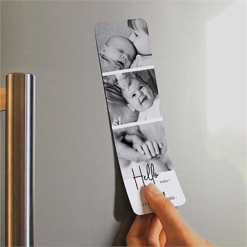 Faire-part naissance hello baby magnet - Mise en situation