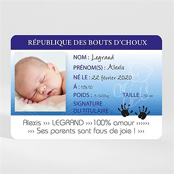 Faire-part naissance carte d'identité magnet