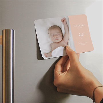 Faire-part naissance nuances de cuivre magnet - Mise en situation