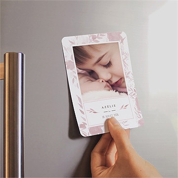 Faire-part naissance aquarelle vintage magnet - Mise en situation