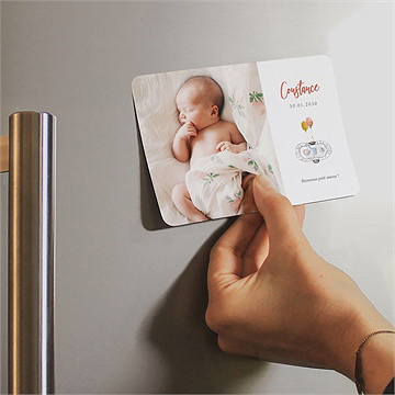 Faire-part naissance tendre aquarelle magnet - Mise en situation