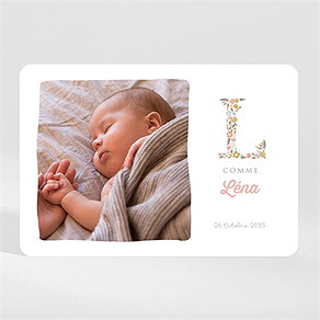 Faire-part naissance alphabet en fantaisie magnet