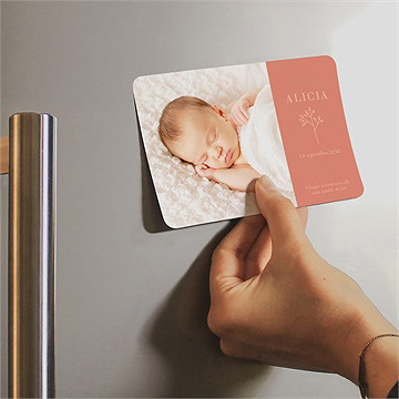 Faire-part naissance brin d'or magnet - Mise en situation