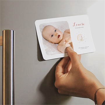 Faire-part naissance pêcheur d'étoile magnet - Mise en situation