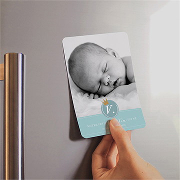 Faire-part naissance notre petit prince magnet - Mise en situation