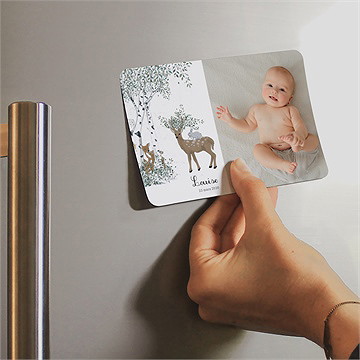 Faire-part naissance ma petite clairière magnet - Mise en situation