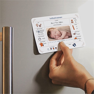 Faire-part naissance jolis pictogrammes magnet - Mise en situation