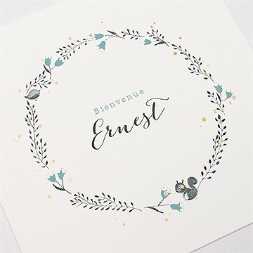 Faire-part naissance dans sa couronne dorure - Marquage à chaud OR