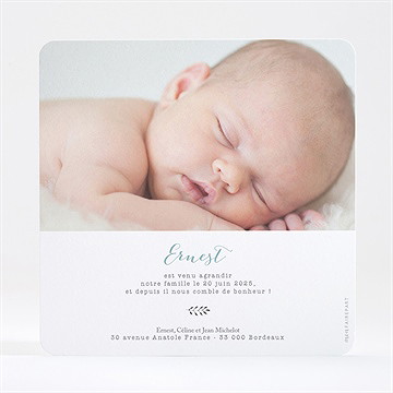 Faire-part naissance dans sa couronne dorure - Dos du faire-part