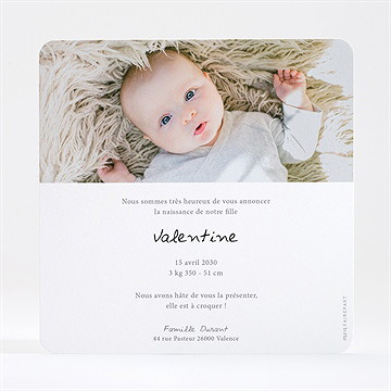 Faire-part naissance poésie dorure - Dos du faire-part