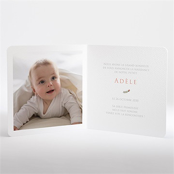 Faire-part naissance belle initiale plié - Intérieur du faire-part