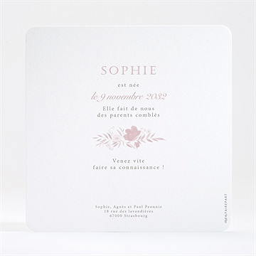 Faire-part naissance joli vintage dorure - Dos du faire-part