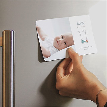Faire-part naissance douce sieste magnet - Mise en situation