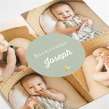 Faire-part naissance multi photos dorure - Détail du faire-part