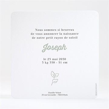 Faire-part naissance multi photos dorure - Dos du faire-part