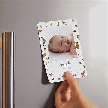 Faire-part naissance joyeux compères magnet - Mise en situation