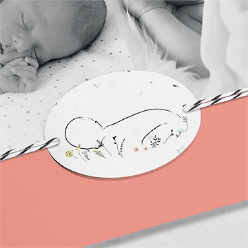 Faire-part naissance sobre et chic ensemencée - Détail du faire-part