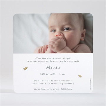 Faire-part naissance la joyeuse bande or - Dos du faire-part