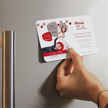 Faire-part mariage humour original magnet - Mise en situation