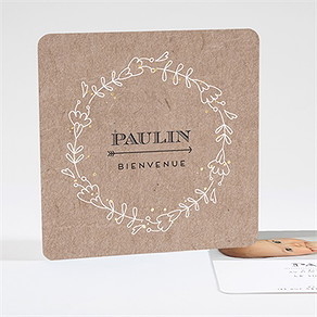 Faire-part naissance kraft & co carré