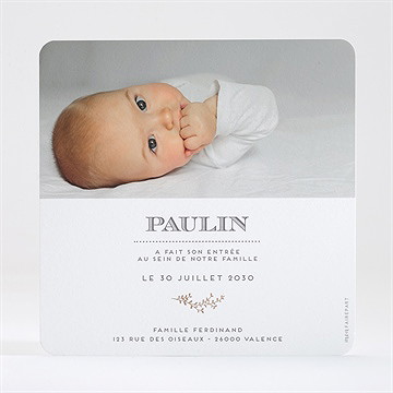 Faire-part naissance kraft & co carré - Dos du faire-part