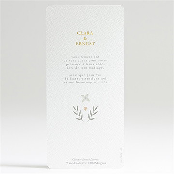 Remerciement mariage céleste allongé - Dos de la carte