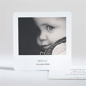 Faire-part naissance portrait intimiste dorure