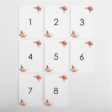 Numéro de table mariage en délicatesse - Vue d'ensemble