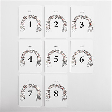 Numéro de table mariage belle intimité - Vue d'ensemble
