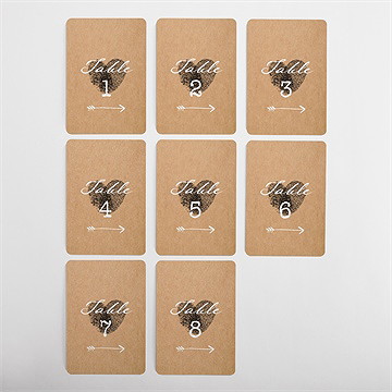 Numéro de table mariage coeur croisé - Vue d'ensemble