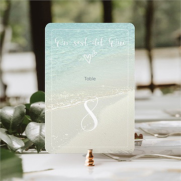 Numéro de table mariage paradis sur plage - Mise en situation
